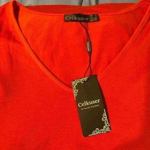 Celkuser Plus Size Long Lantern Sleeves Loose V-Neck Babydoll Dress with Pockets - Picture 9 of 13